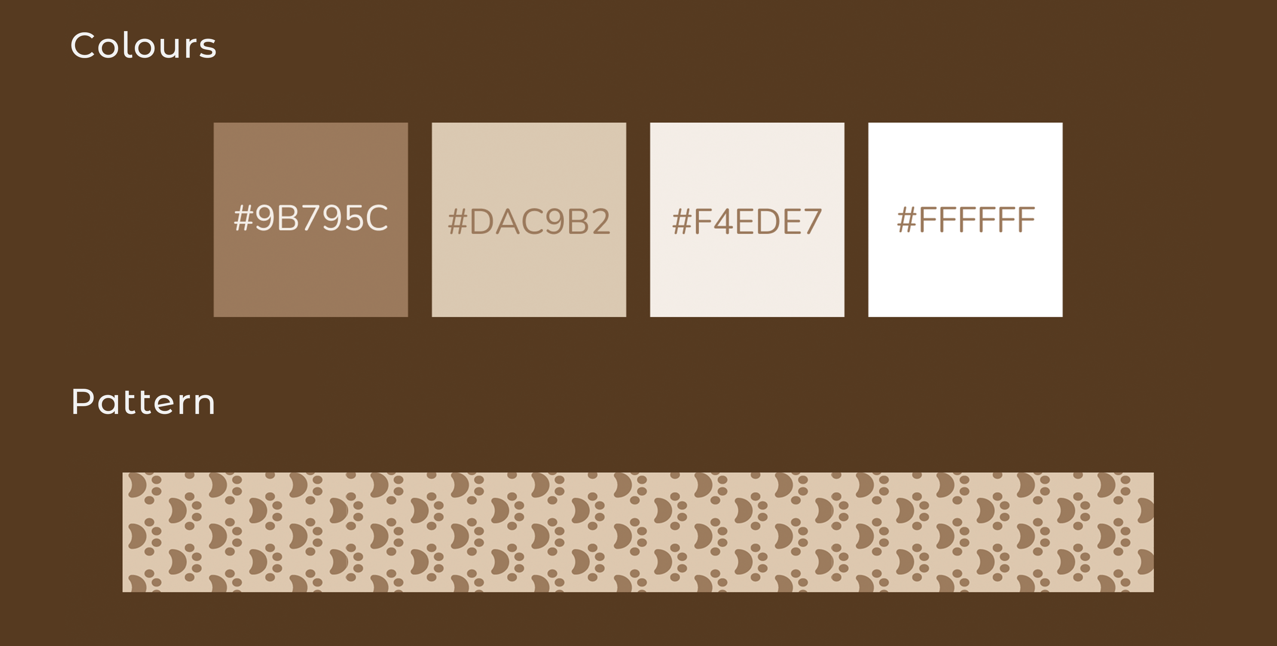 Colour scheme with hex codes and pattern used