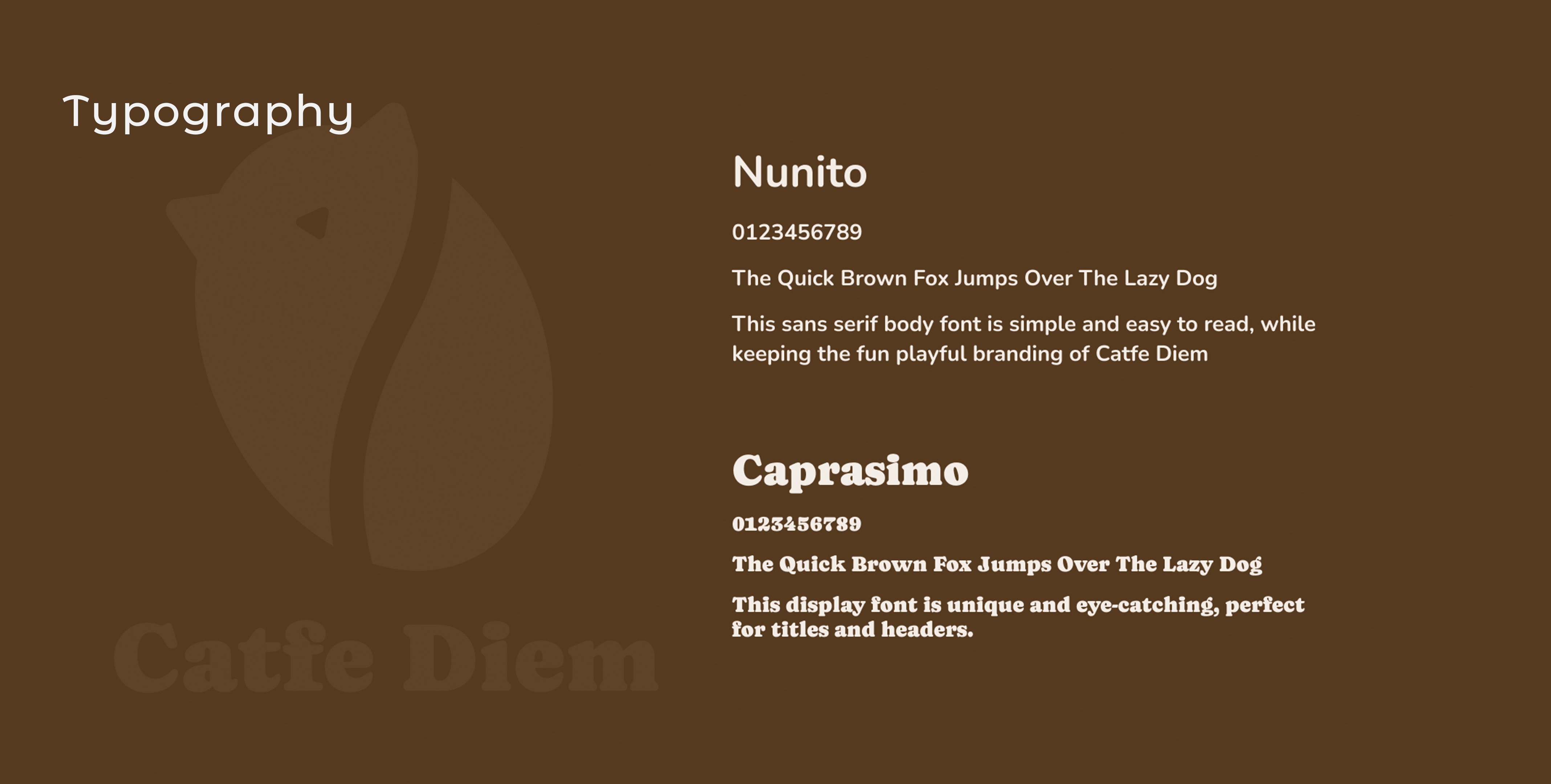 Typography system showing font styles, sizes, and hierarchy