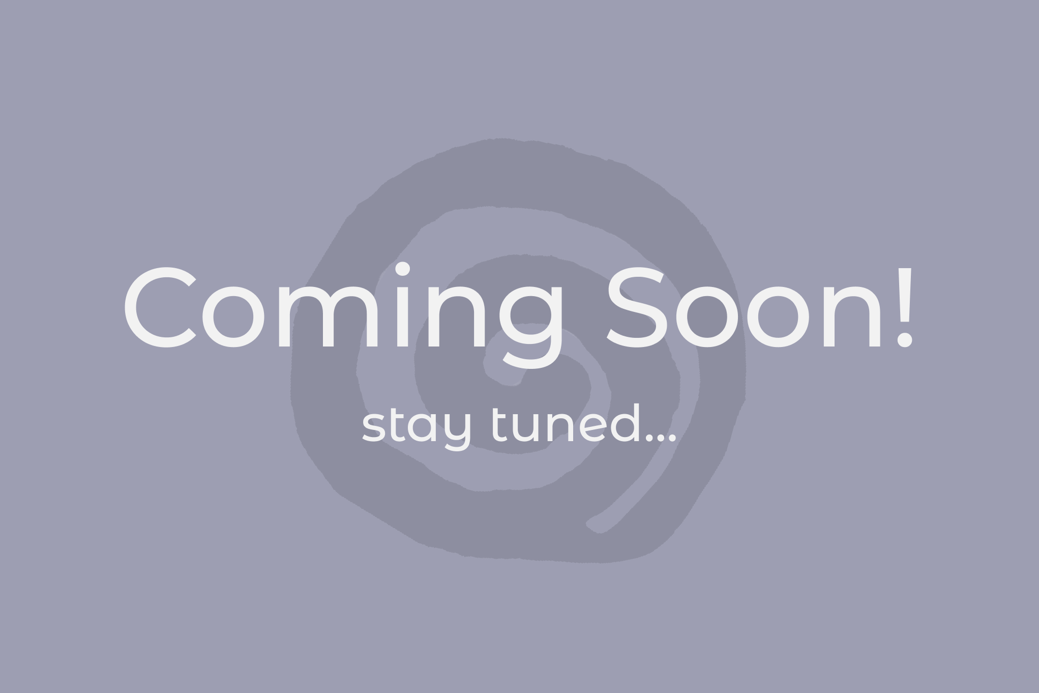 Coming soon section with stay tuned message and spiral background design